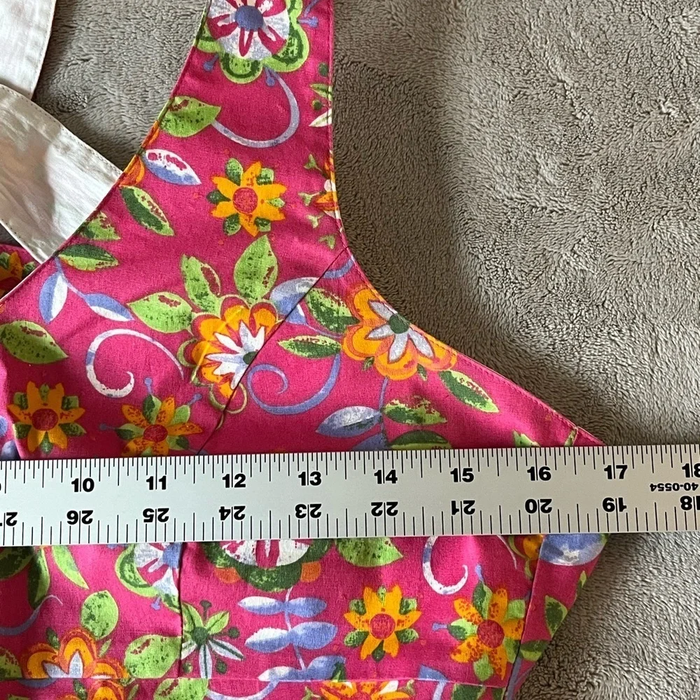 Vintage Y2K My Michelle Pink Floral Print Cropped V Neck Halter Top Retro 90’s S